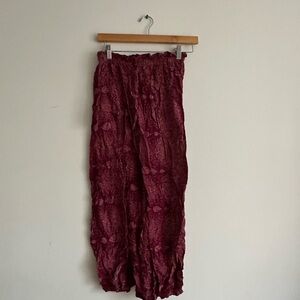 Burgundy Crinkle Fisherman’s Pants from Myanmar